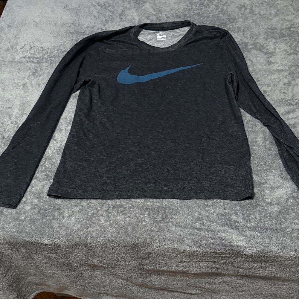 Nike men’s Long Sleeve Black Shirt with Blue Logo